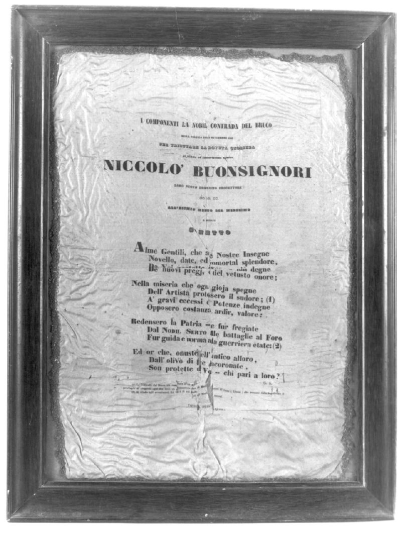 iscrizione (stampa) - ambito senese (sec. XIX)