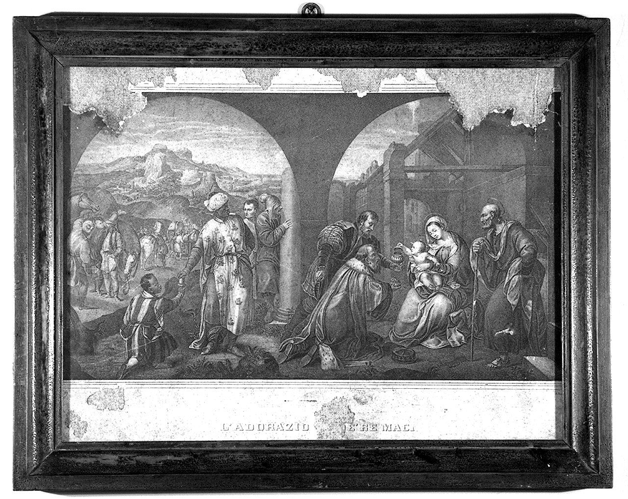 adorazione dei Re Magi (stampa) di Nardello Antonio, Pitati Bonifacio de' detto Bonifacio Veronese (sec. XIX)