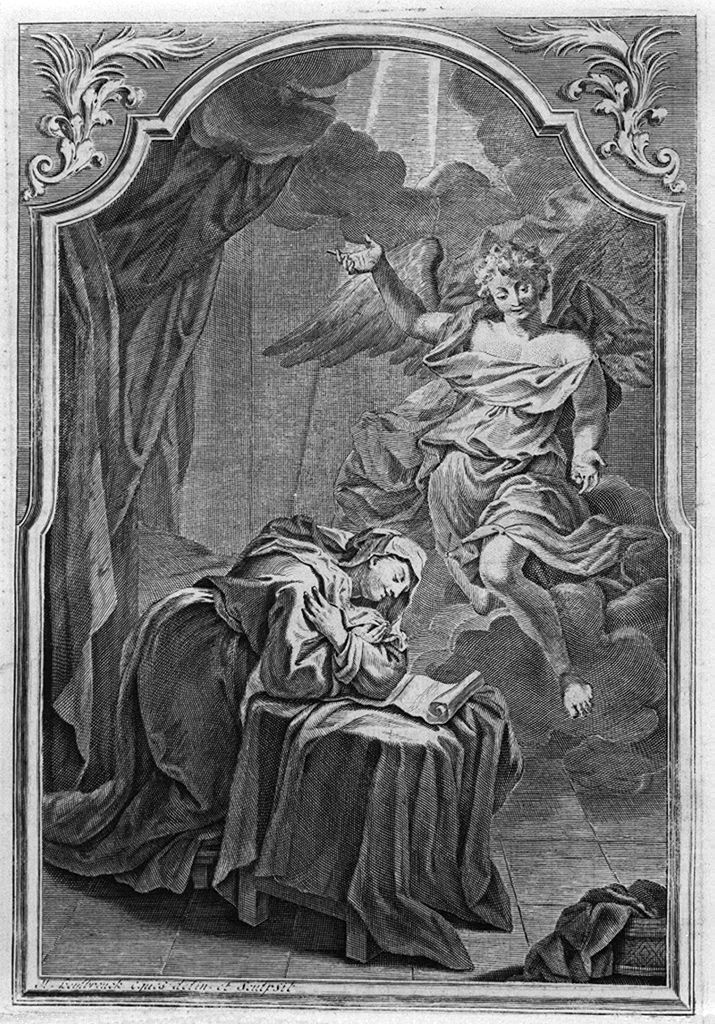 Annunciazione (stampa, elemento d'insieme) di Beylbruck J.M (sec. XVIII)