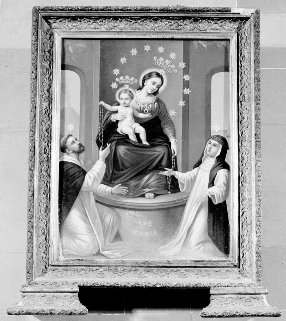 Madonna del rosario con San Domenico e Santa Caterina da Siena (stampa) - ambito italiano (primo quarto sec. XX)