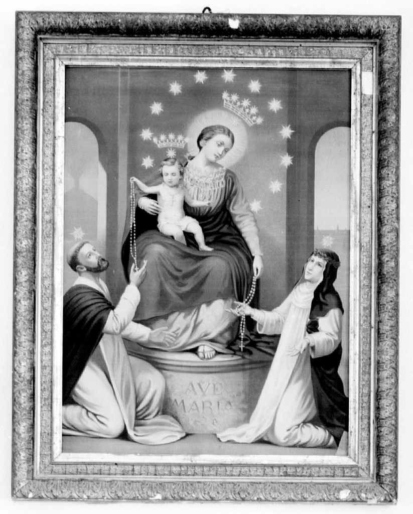 Madonna del rosario con San Domenico e Santa Caterina da Siena (stampa) - ambito italiano (primo quarto sec. XX)