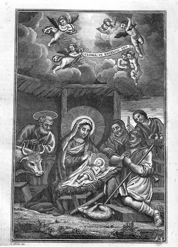 adorazione dei pastori (stampa, elemento d'insieme) di Nani Antonio (sec. XIX)