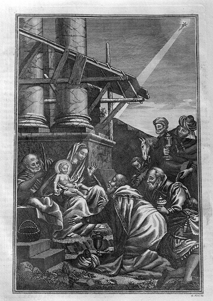 adorazione dei Re Magi (stampa, elemento d'insieme) di Nani Antonio (sec. XIX)