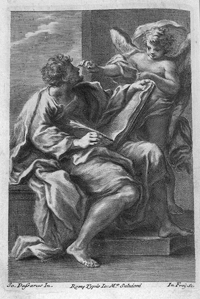 San Matteo e l'angelo (stampa, elemento d'insieme) di Passeri Giuseppe (sec. XVIII)