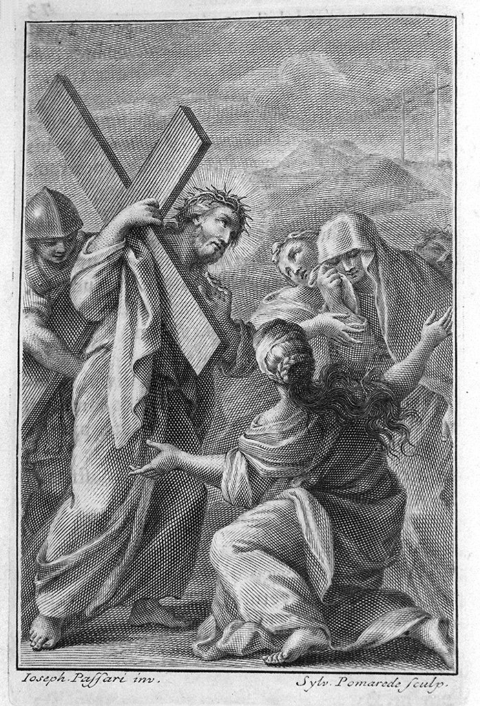 Cristo incontra Santa Veronica (stampa, elemento d'insieme) di Pomarede Silvester, Passeri Giuseppe (sec. XVIII)