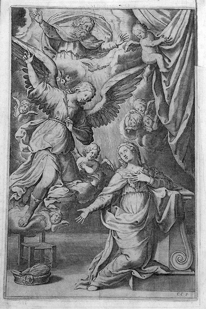 Annunciazione (stampa, elemento d'insieme) di Celio Gaspare (sec. XVII)