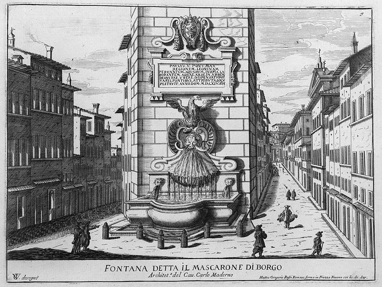 fontana del Mascherone a Roma (stampa, elemento d'insieme) di Girelli Pietro Paolo, Vergelli Tiburzio (sec. XVII)