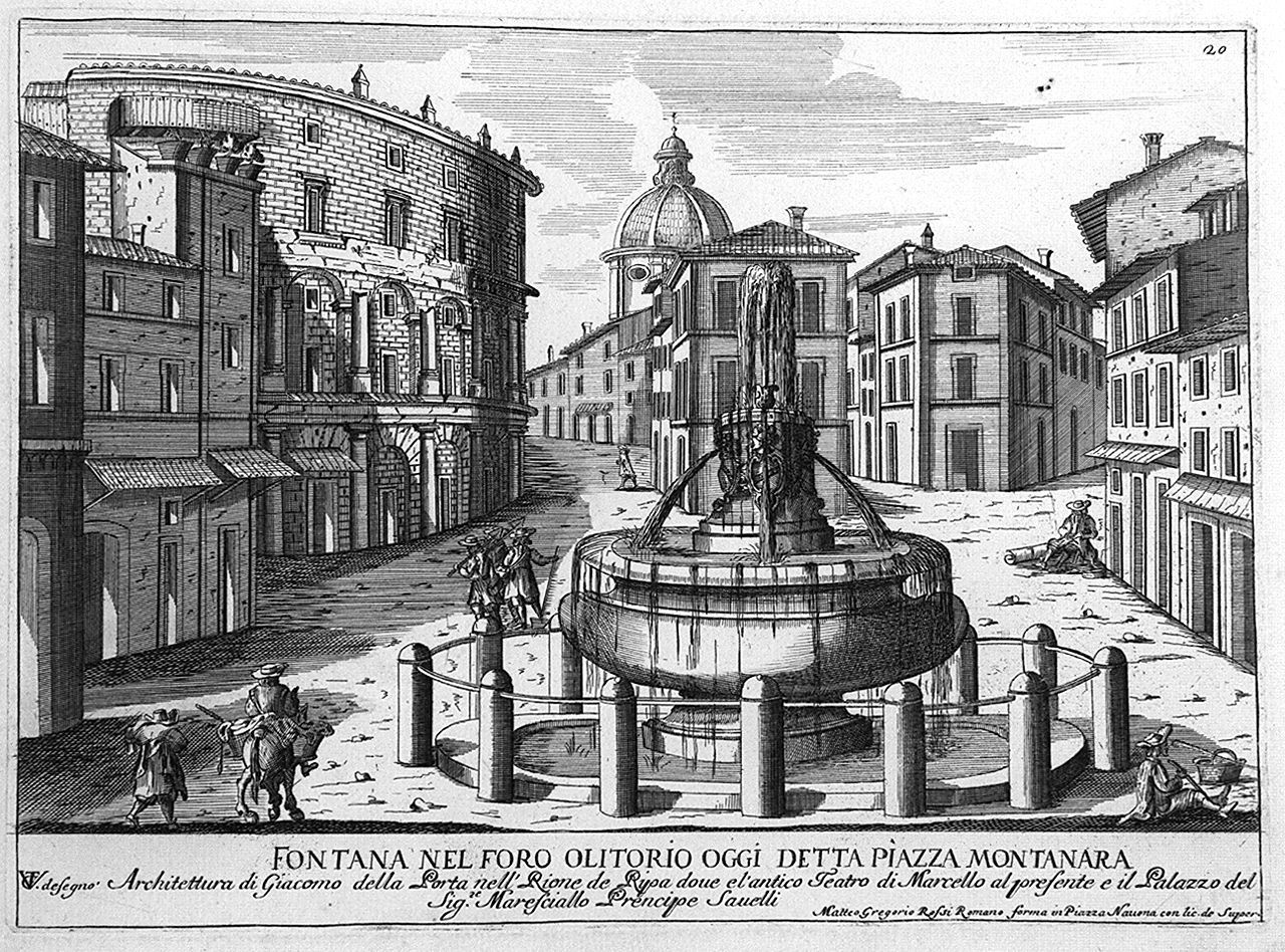 fontana di piazza Montanara a Roma (stampa, elemento d'insieme) di Girelli Pietro Paolo, Vergelli Tiburzio (sec. XVII)