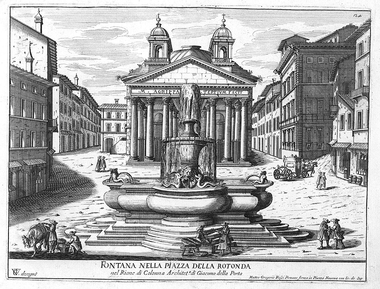 fontana di piazza del Pantheon a Roma (stampa, elemento d'insieme) di Girelli Pietro Paolo, Vergelli Tiburzio (sec. XVII)