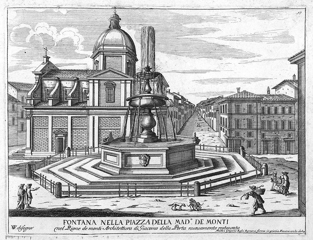 fontana di piazza della Madonna dei Monti a Roma (stampa, elemento d'insieme) di Girelli Pietro Paolo, Vergelli Tiburzio (sec. XVII)