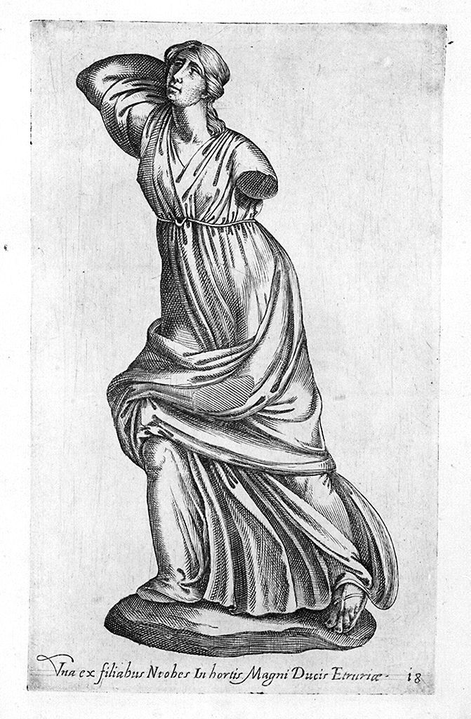 figlia di Niobe che corre (stampa, elemento d'insieme) di Cavalleriis Giovanni Battista de' (sec. XVI)