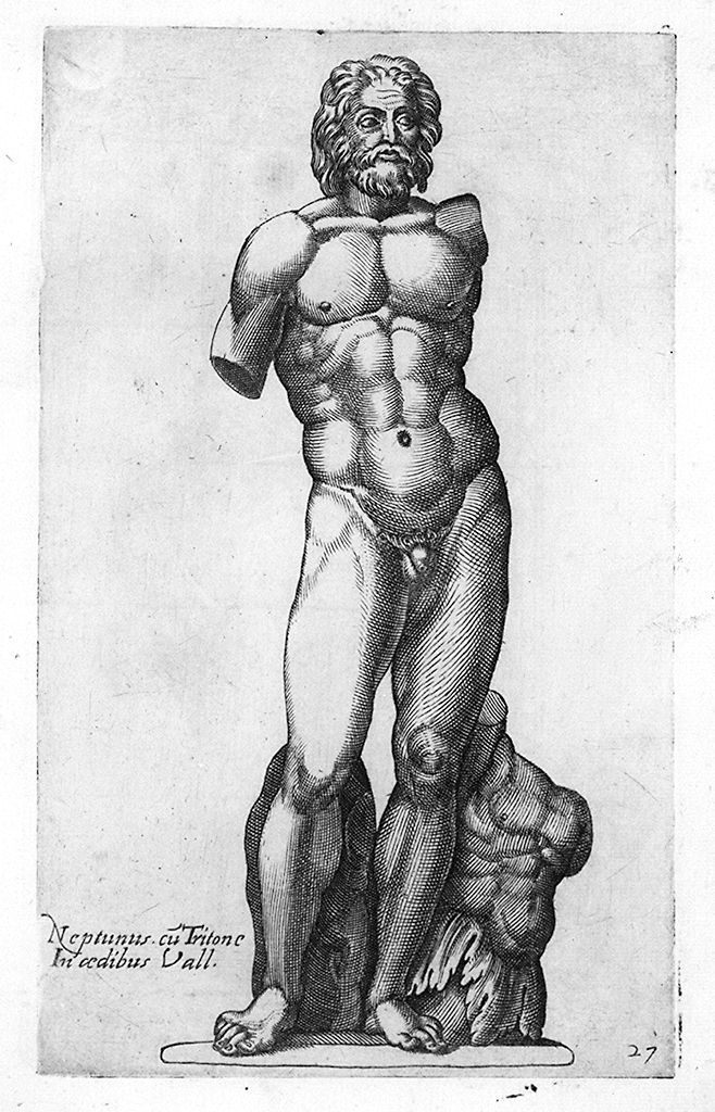 Nettuno con tritone (stampa, elemento d'insieme) di Cavalleriis Giovanni Battista de' (sec. XVI)