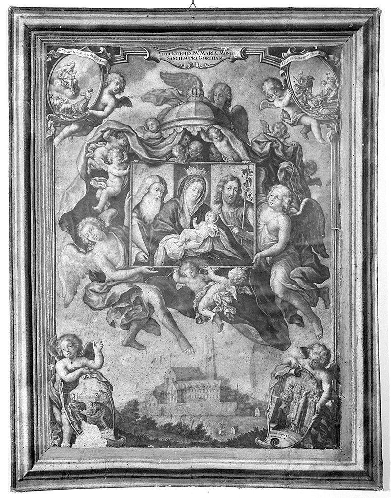 Madonna con Bambino e Santi (stampa smarginata) di Heiss Elias Christoph (sec. XVIII)