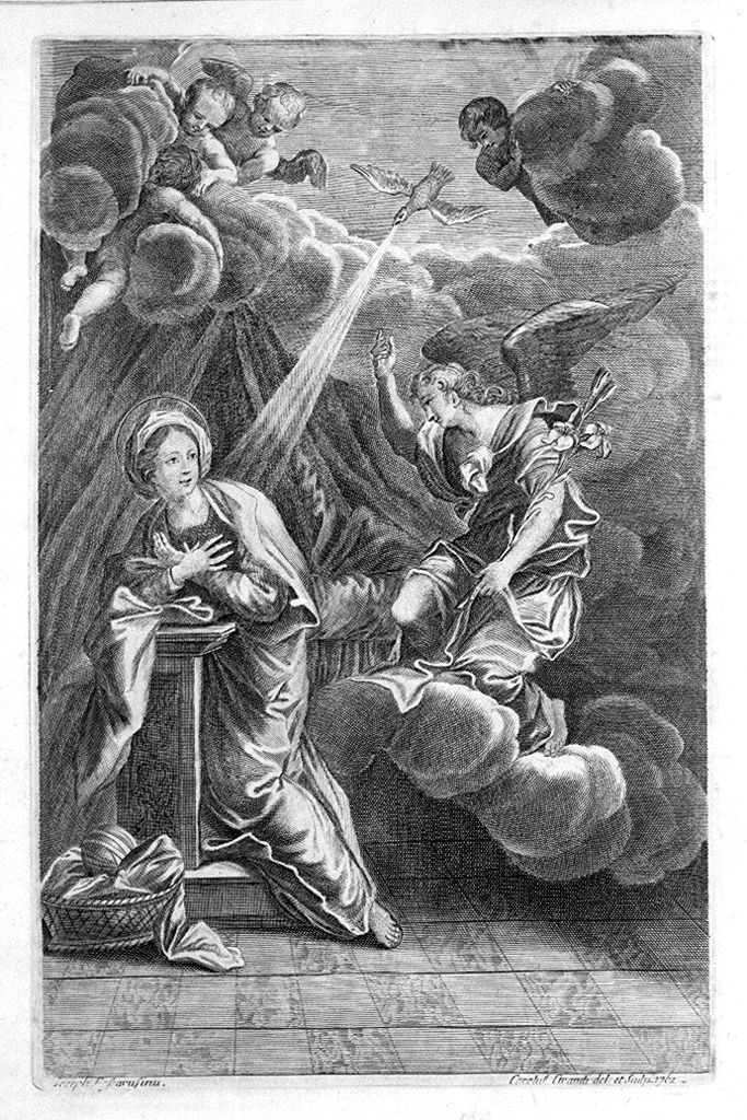 Annunciazione (stampa, elemento d'insieme) di Grandi Carlo, Passeri Giuseppe (sec. XIX)