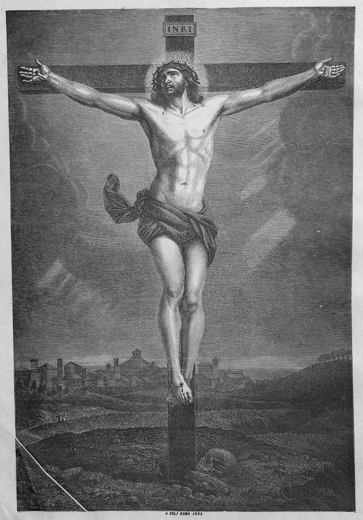 Cristo crocifisso (stampa, elemento d'insieme) di Foli Alessandro, Reni Guido (sec. XIX)
