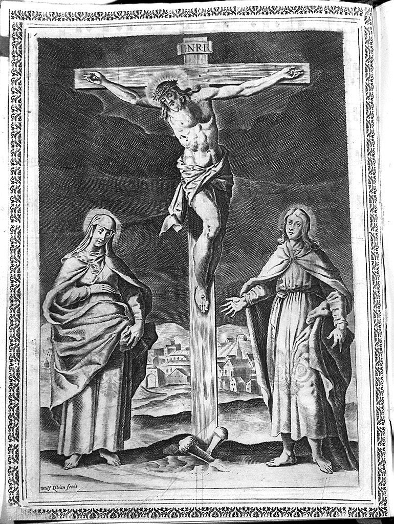 crocifissione di Cristo con la Madonna e San Giovanni evangelista (stampa, elemento d'insieme) di Kilian Wolfgang Philipp (secc. XVII/ XVIII)