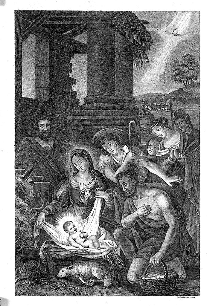 adorazione dei pastori (stampa, elemento d'insieme) di Cataneo Carlo (sec. XIX)