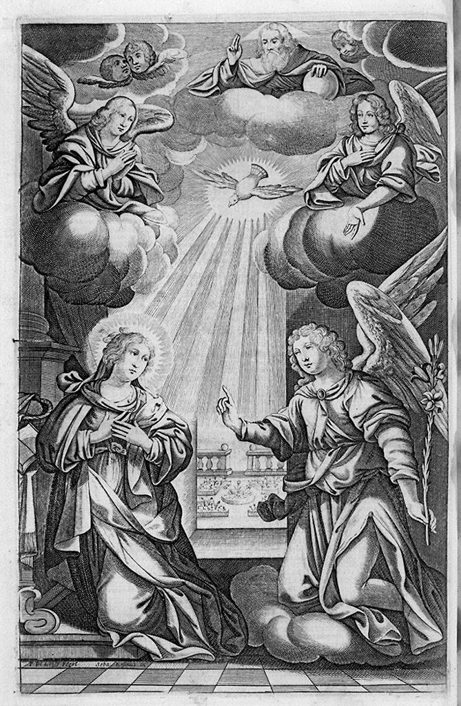 annunciazione (stampa, elemento d'insieme) di Loisy Pierre il Giovane, Rosini Sebastiano (sec. XVII)