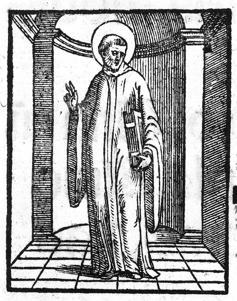 Santo monaco (stampa, elemento d'insieme) - ambito italiano (sec. XVI)