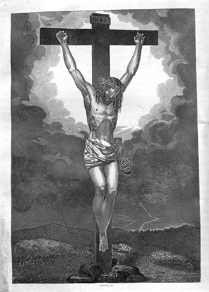 Cristo crocifisso (stampa smarginata, elemento d'insieme) di Zuliani Gianantonio (sec. XIX)