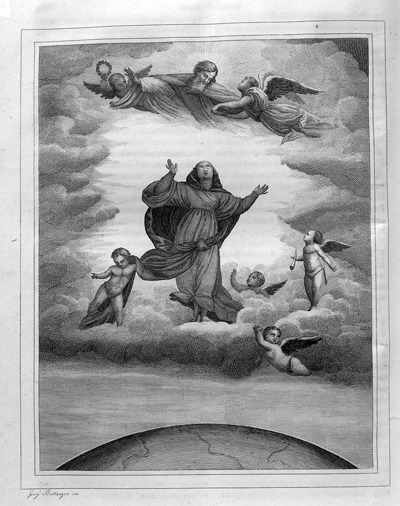 assunzione della Madonna (stampa smarginata, elemento d'insieme) di Buttazon Giorgio (sec. XIX)