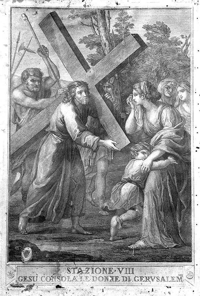 stazione VIII: Gesù consola le donne di Gerusalemme (stampa, elemento d'insieme) di Capellan Antonio (sec. XVIII)