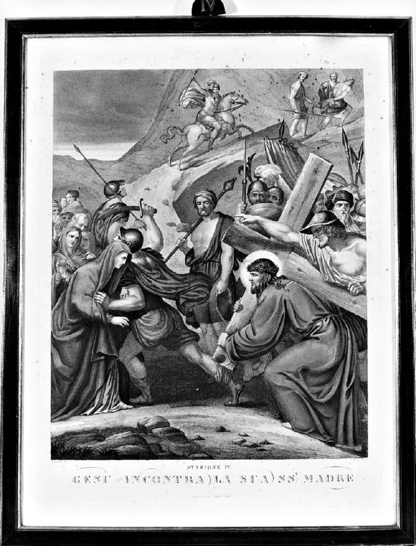 stazione IV: Gesù incontra la Madonna (stampa, elemento d'insieme) di Tagliani Luigi, Verico Antonio, Battelli Vincenzo (sec. XIX)