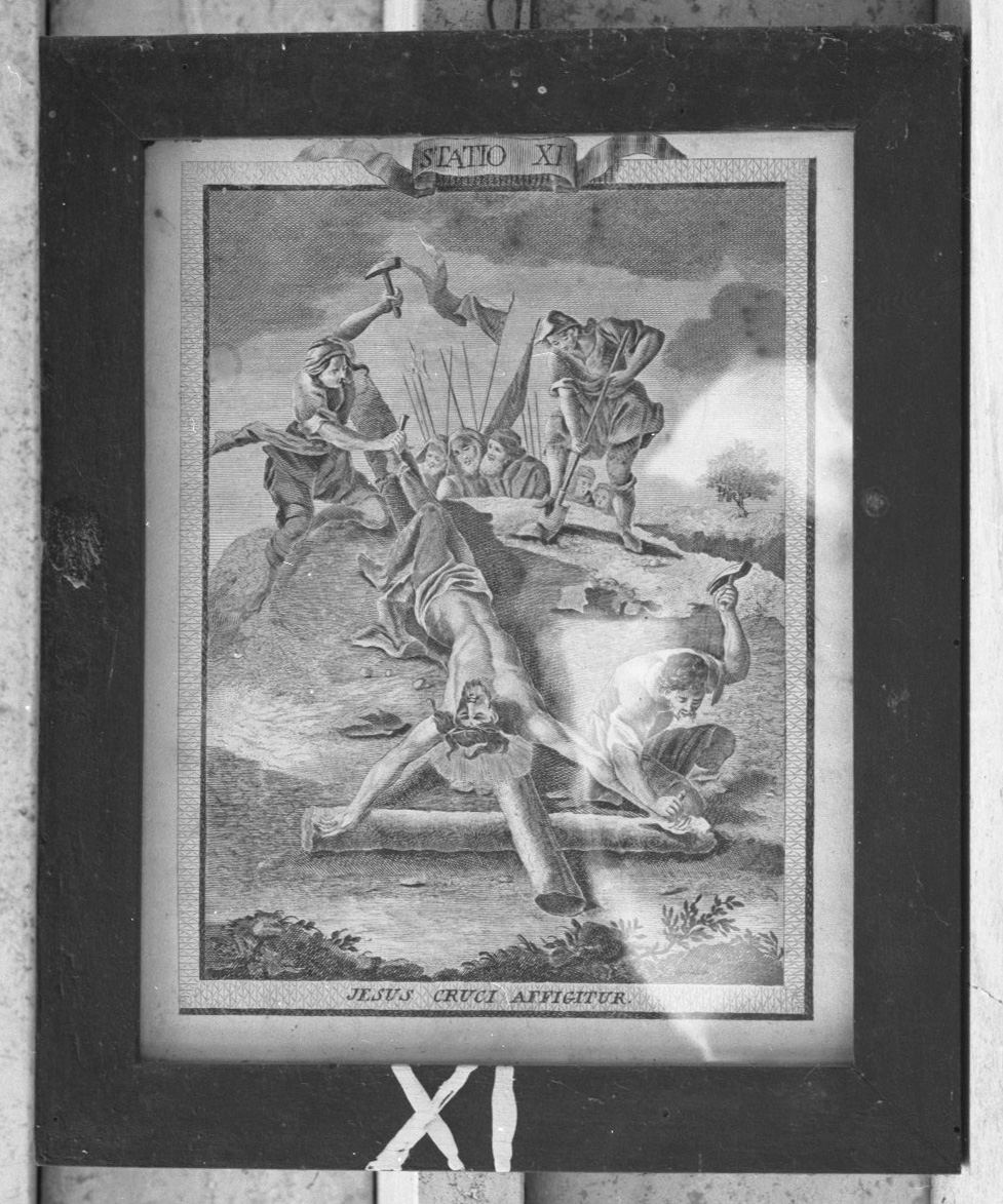 stazione XI: Gesù inchiodato alla croce (stampa, elemento d'insieme) - ambito italiano (sec. XVIII)