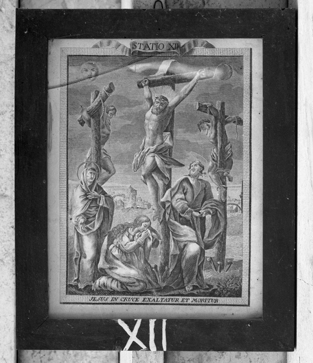 stazione XII: Gesù innalzato e morto in croce (stampa, elemento d'insieme) - ambito italiano (sec. XVIII)