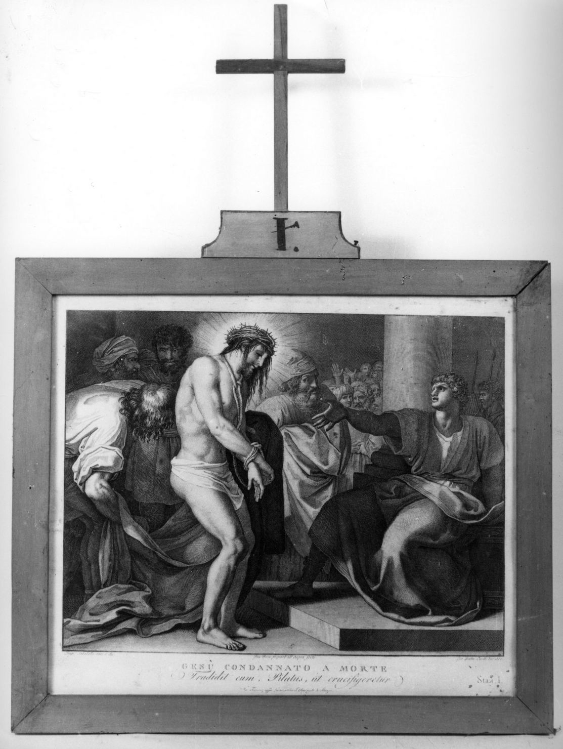 stazione I: Gesù condannato a morte (stampa, elemento d'insieme) di Pera Giuseppe, Sabatelli Luigi, Cecchi Giovanni Battista (sec. XIX)