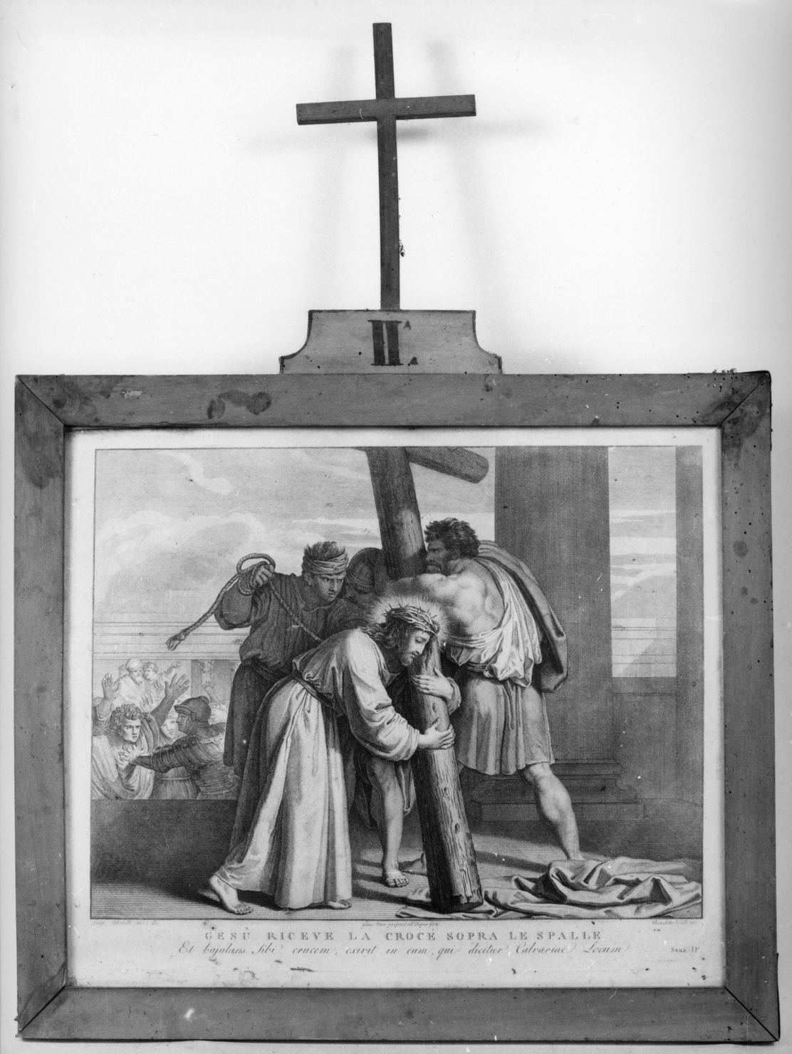 stazione II: Gesù caricato della croce (stampa, elemento d'insieme) di Pera Giuseppe, Sabatelli Luigi, Eredi Benedetto (sec. XIX)