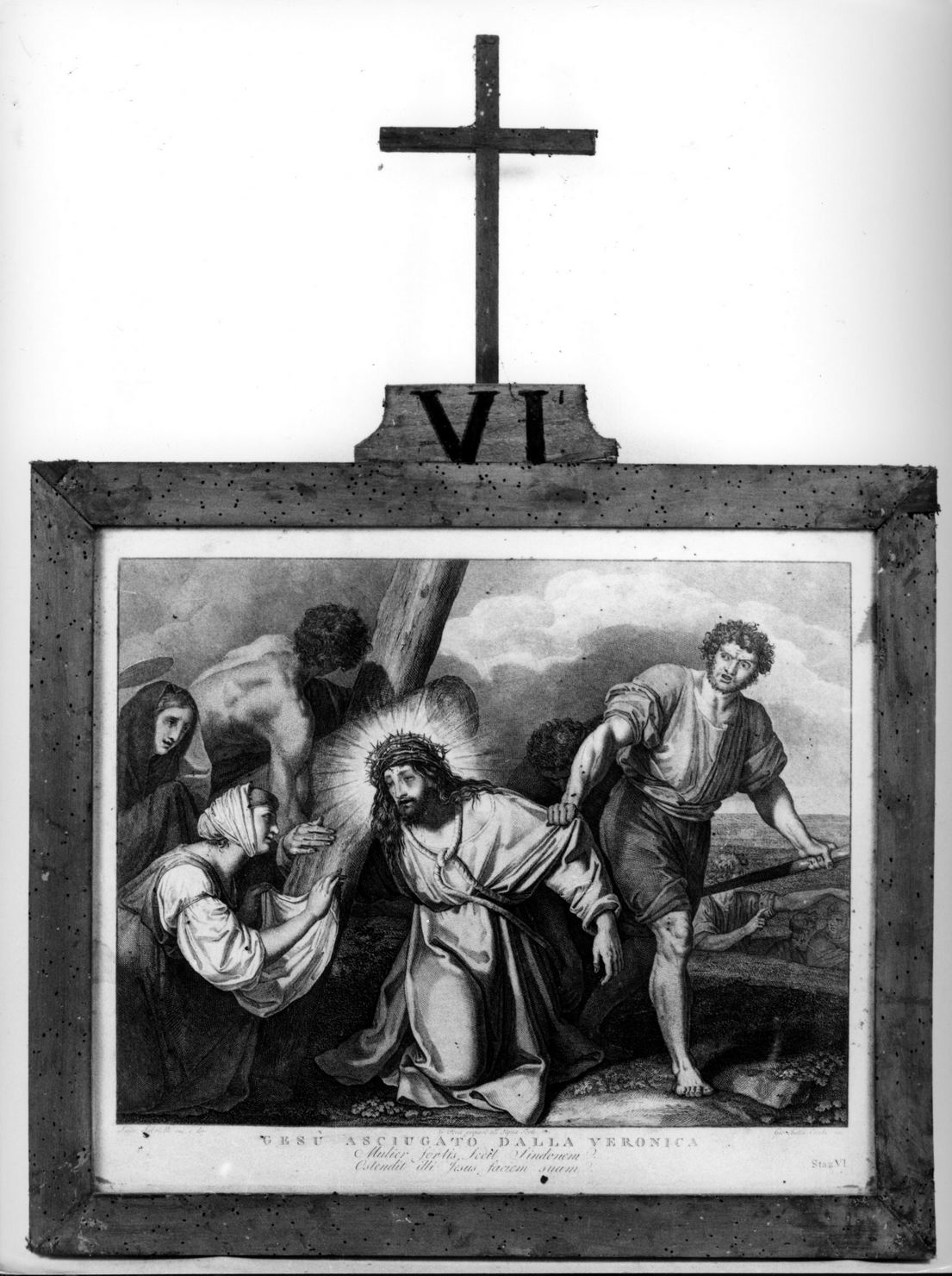 stazione VI: Gesù asciugato dalla Veronica (stampa, elemento d'insieme) di Pera Giuseppe, Sabatelli Luigi, Cecchi Giovanni Battista (sec. XIX)