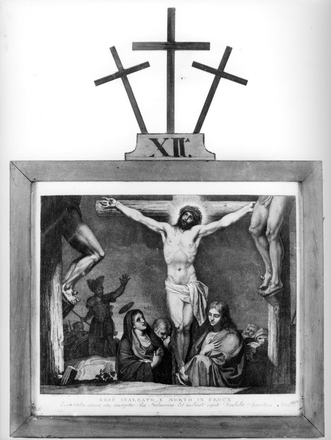 stazione XII: Gesù innalzato e morto in croce (stampa, elemento d'insieme) di Pera Giuseppe, Sabatelli Luigi, Cecchi Giovanni Battista (sec. XIX)