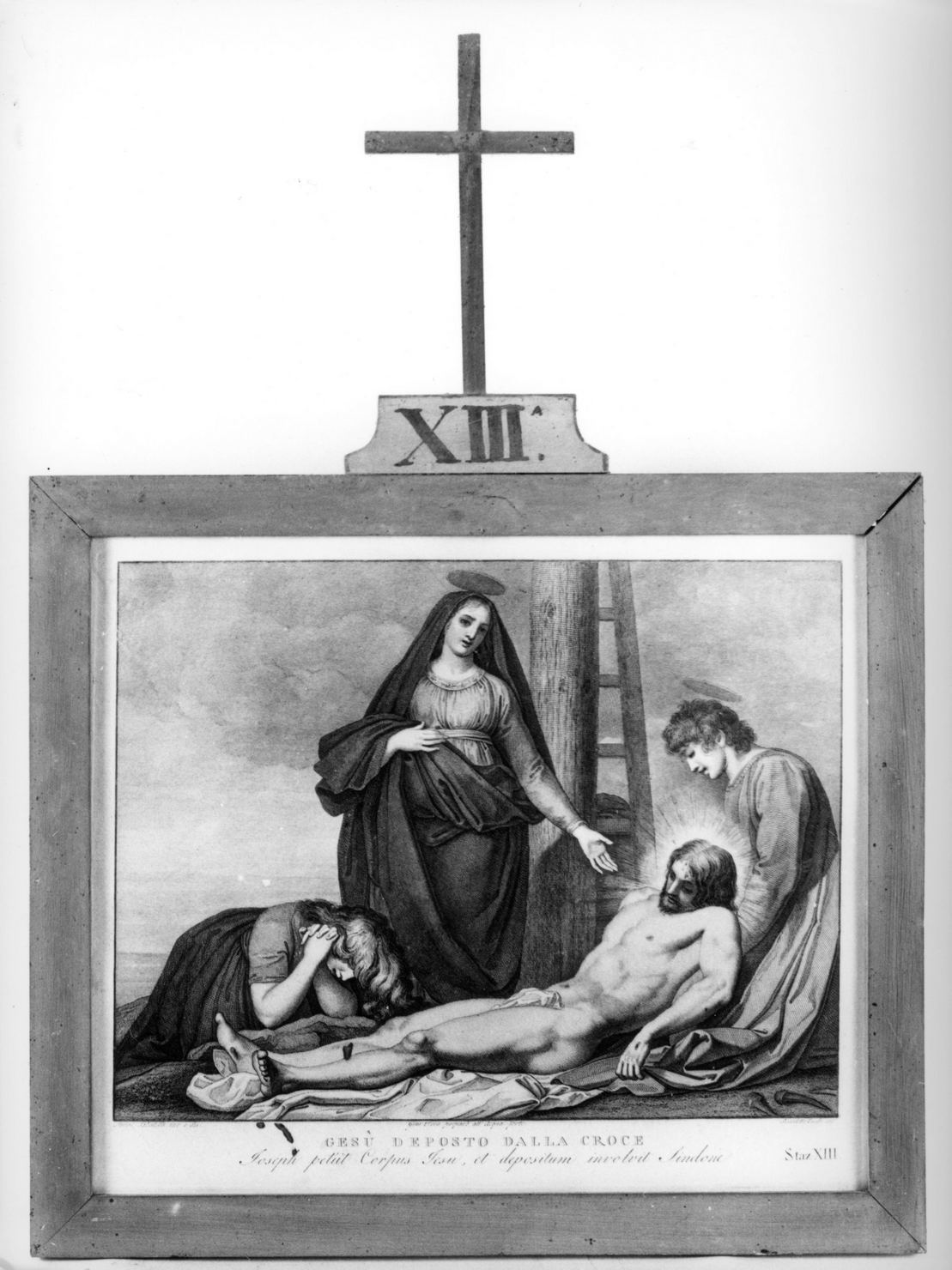 stazione XIII: Gesù deposto dalla croce (stampa, elemento d'insieme) di Pera Giuseppe, Sabatelli Luigi, Eredi Benedetto (sec. XIX)