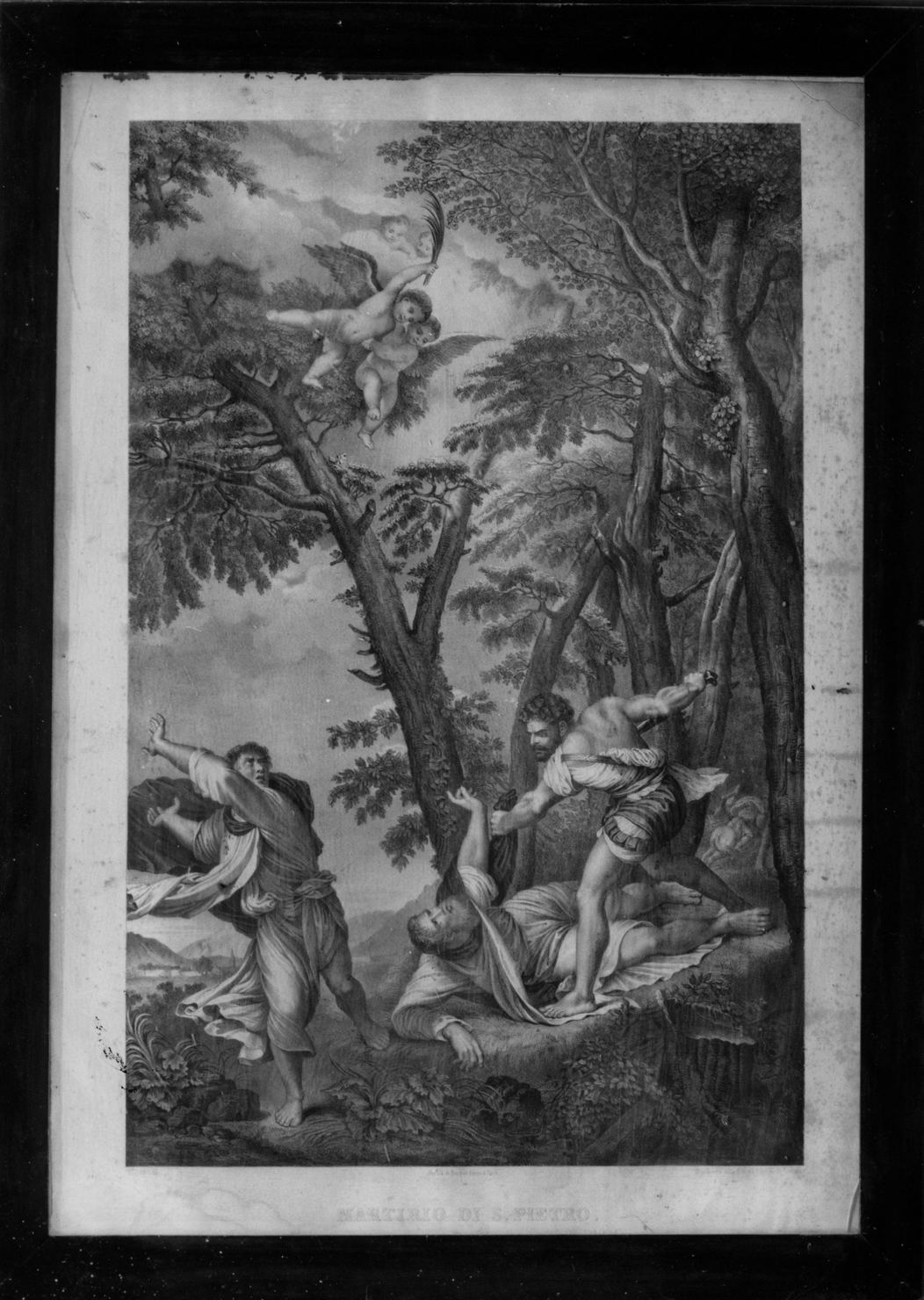 martirio di San Pietro martire (stampa) di Fratelli De Becquet, Vecellio Tiziano (prima metà sec. XVIII)