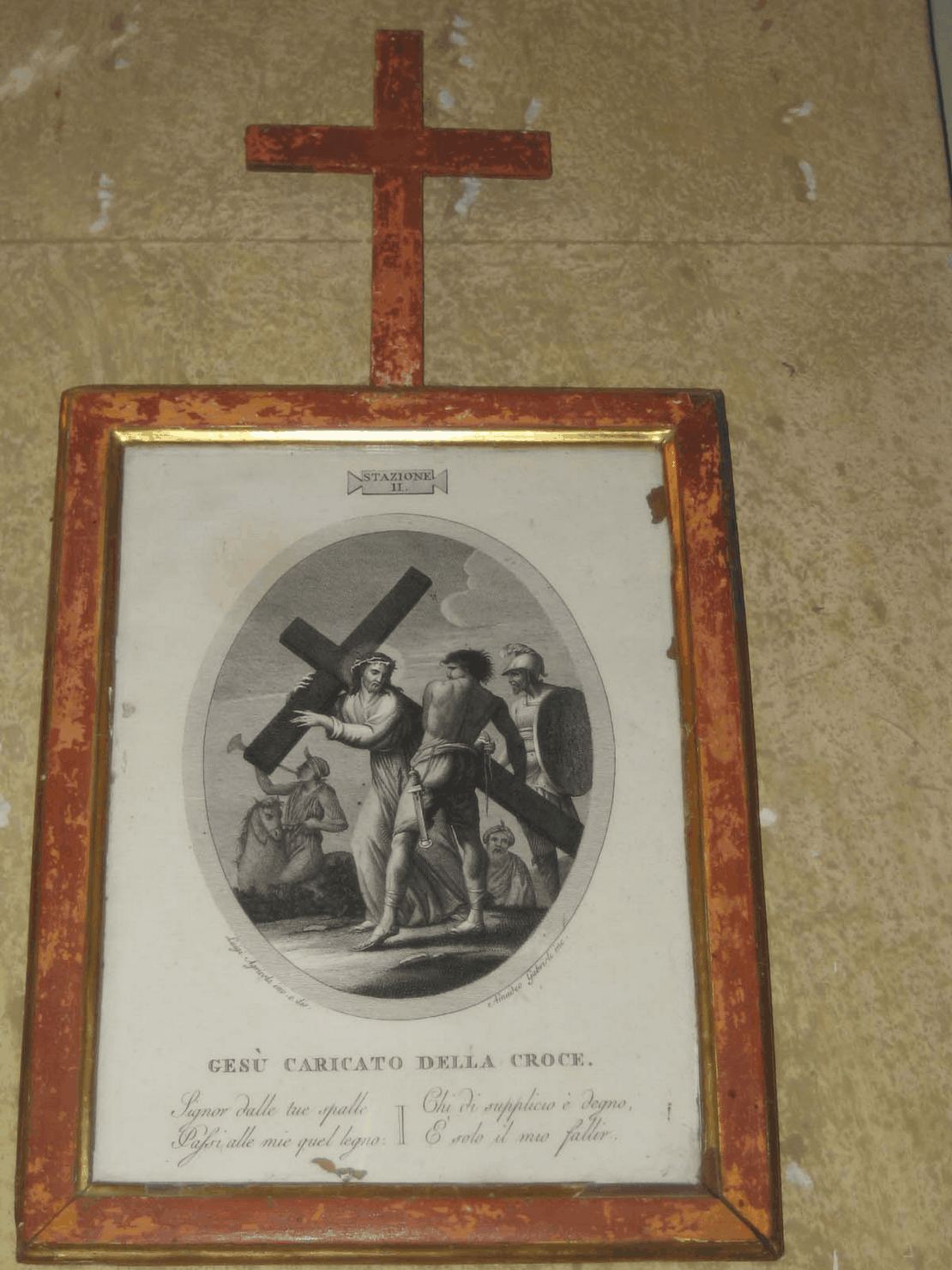 stazione II: Gesù caricato della croce (stampa, serie) di Canali Gaetano, Agricola Luigi (prima metà sec. XIX)
