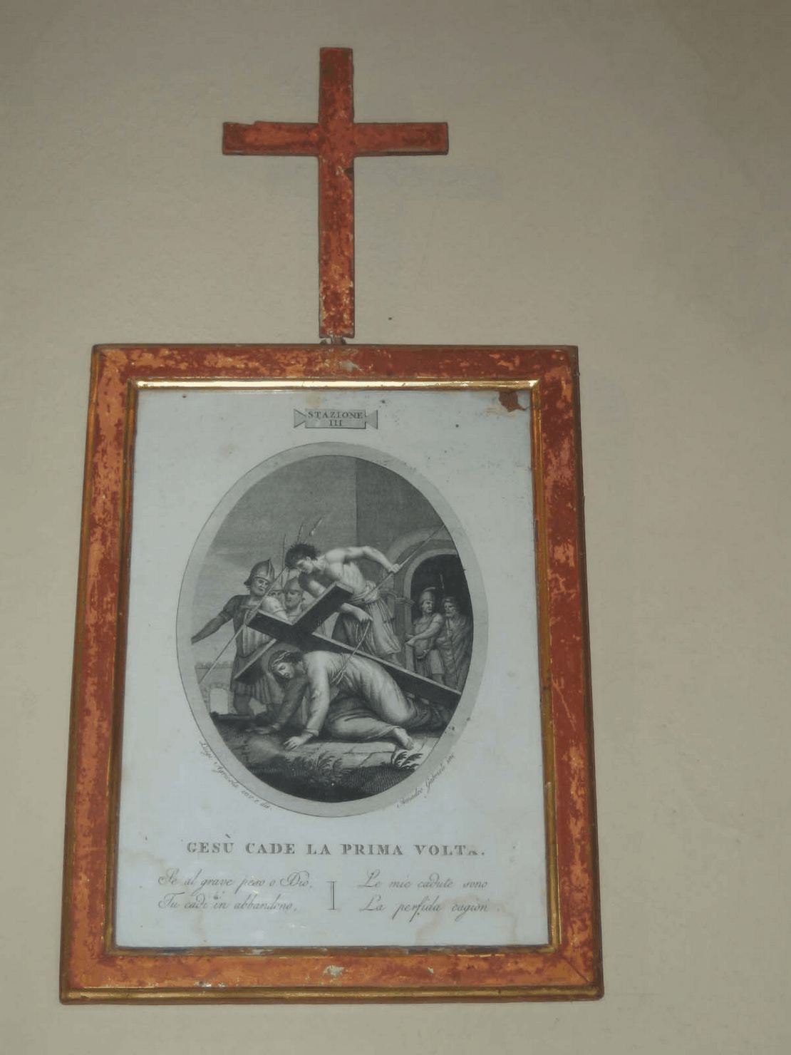 stazione III: Gesù cade sotto la croce la prima volta (stampa, serie) di Canali Gaetano, Agricola Luigi (prima metà sec. XIX)