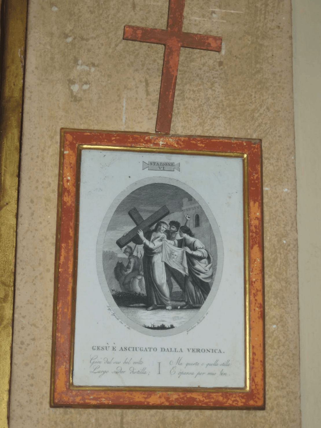 stazione VI: Gesù asciugato dalla Veronica (stampa, serie) di Canali Gaetano, Agricola Luigi (prima metà sec. XIX)