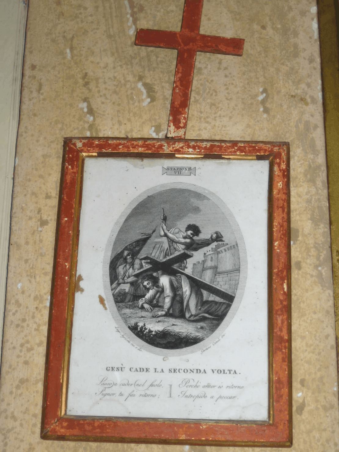 stazione VII: Gesù cade sotto la croce la seconda volta (stampa, serie) di Canali Gaetano, Agricola Luigi (prima metà sec. XIX)