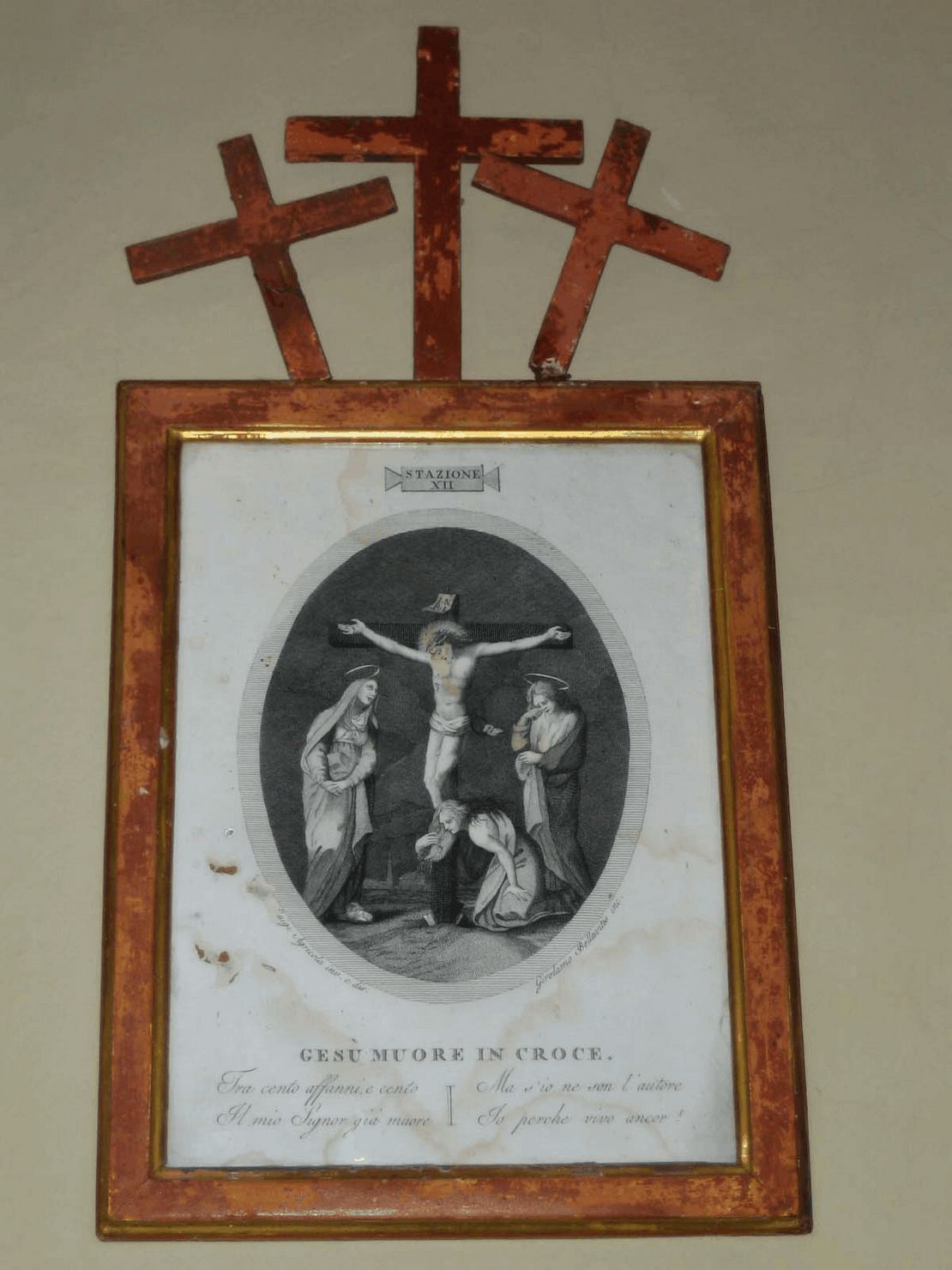 stazione XII: Gesù innalzato e morto in croce (stampa, serie) di Canali Gaetano, Agricola Luigi (prima metà sec. XIX)