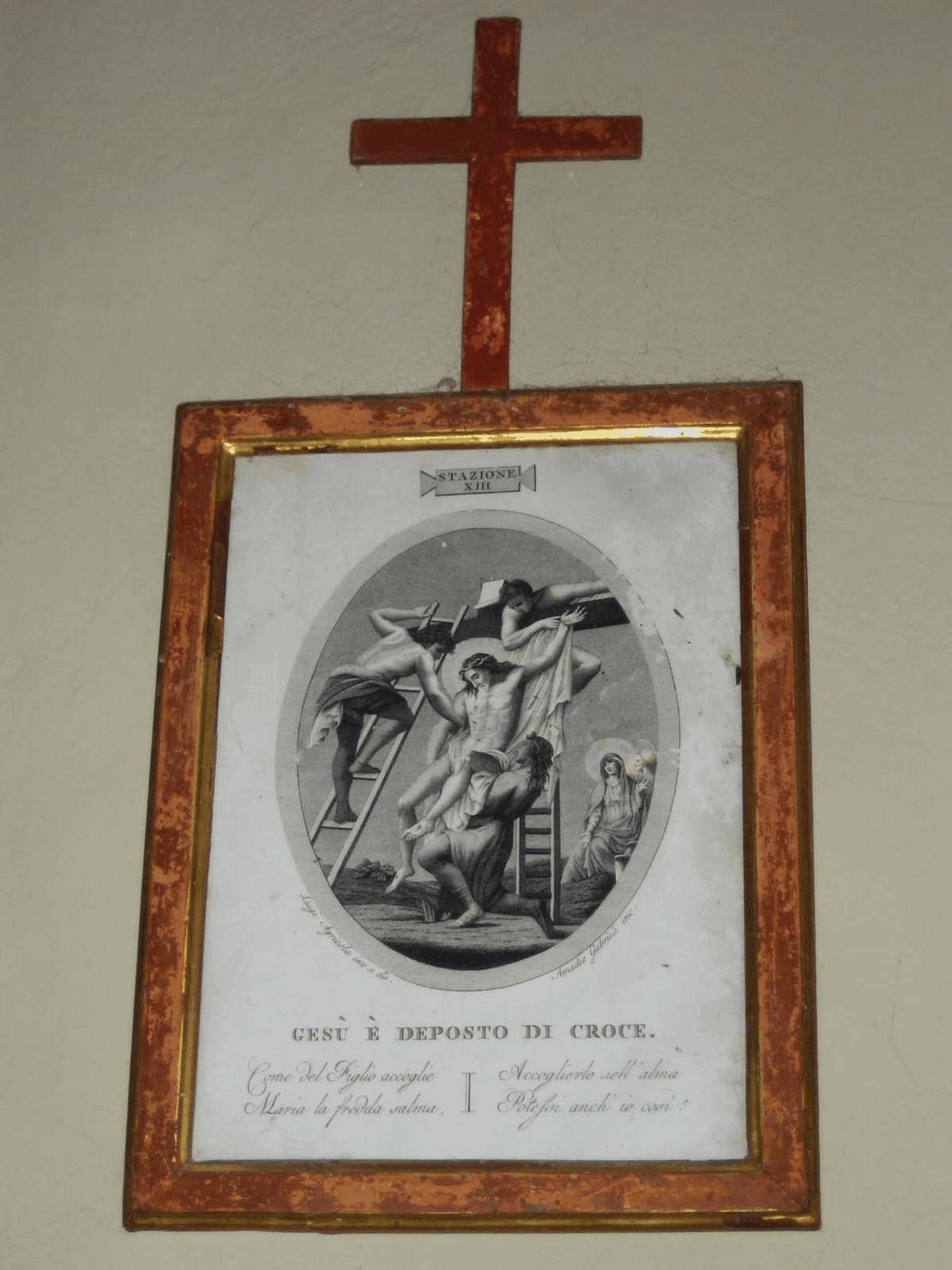 stazione XIII: Gesù deposto dalla croce (stampa, serie) di Canali Gaetano, Agricola Luigi (prima metà sec. XIX)