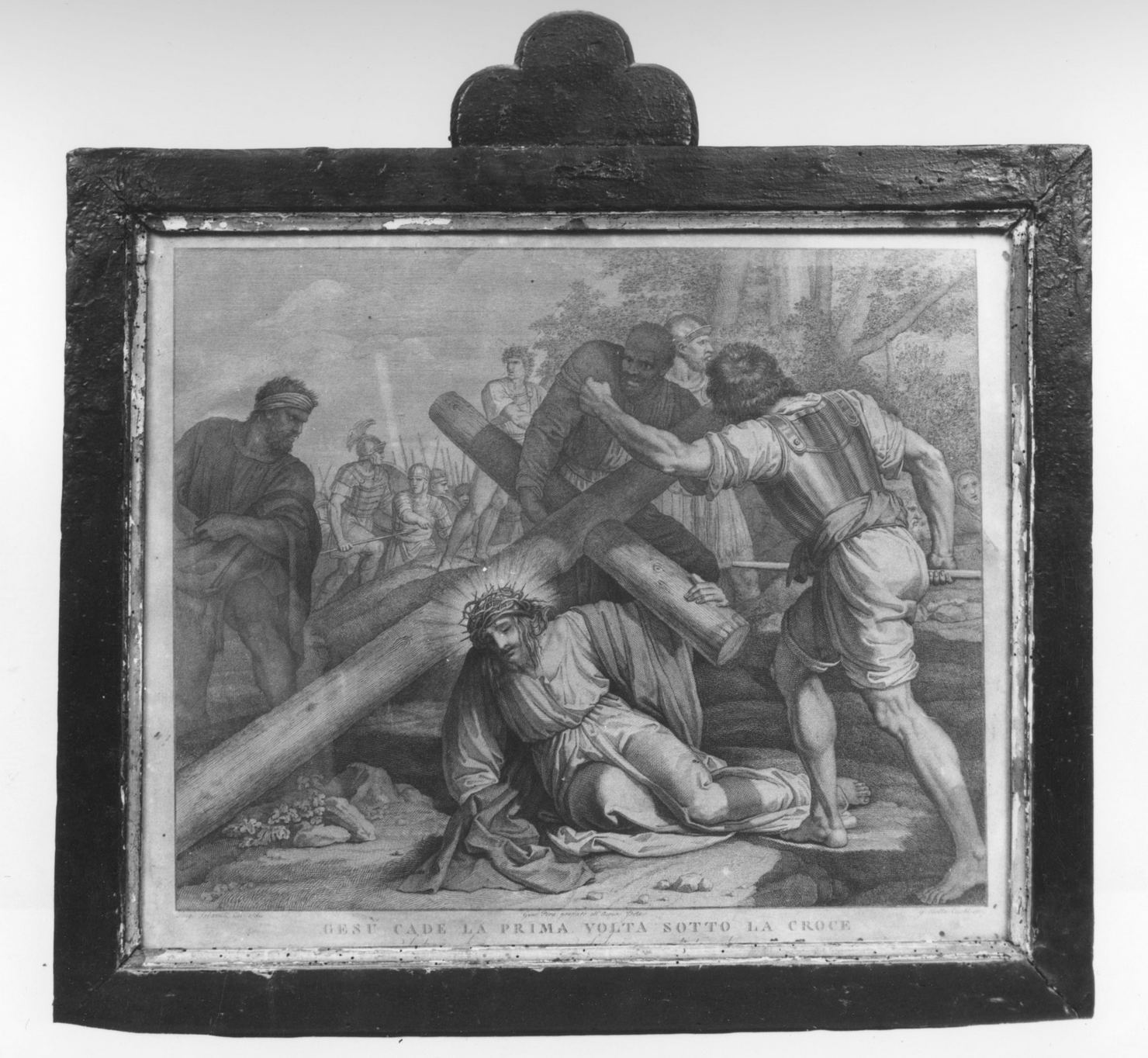 stazione III: Gesù cade sotto la croce la prima volta (stampa, elemento d'insieme) di Pera Giuseppe, Cecchi Giovanni Battista, Sabatelli Luigi (sec. XIX)