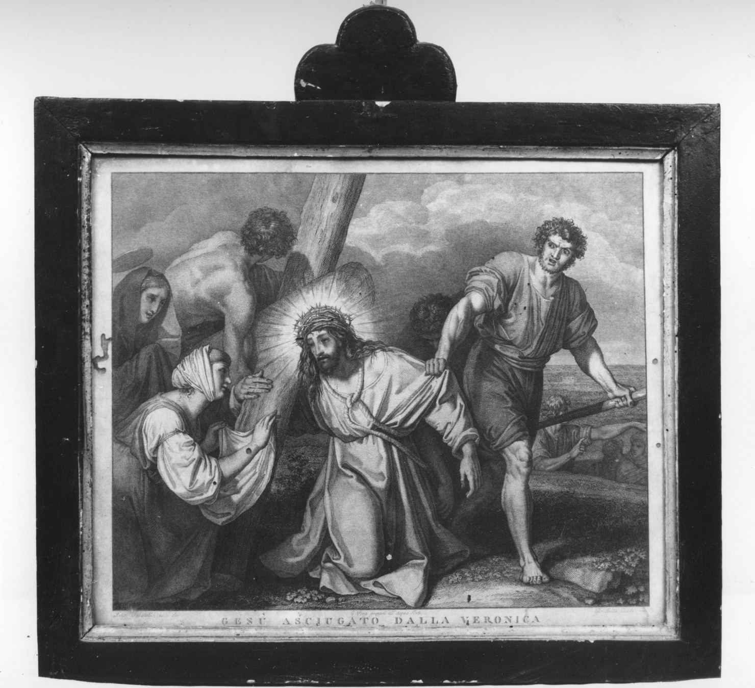 stazione VI: Gesù asciugato dalla Veronica (stampa, elemento d'insieme) di Pera Giuseppe, Cecchi Giovanni Battista, Sabatelli Luigi (sec. XIX)
