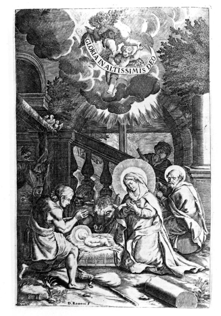 natività di Gesù (stampa, elemento d'insieme) - ambito italiano (sec. XVII)