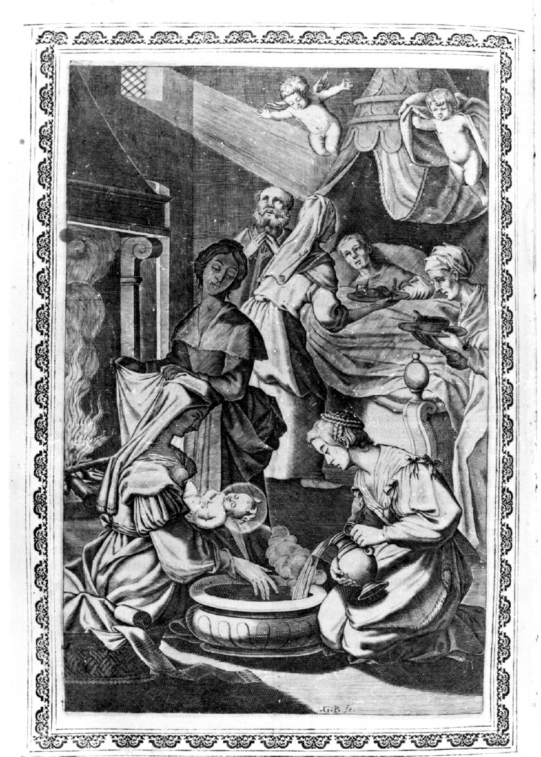nascita di Maria Vergine (stampa, elemento d'insieme) di Pecini Giacomo (sec. XVII)