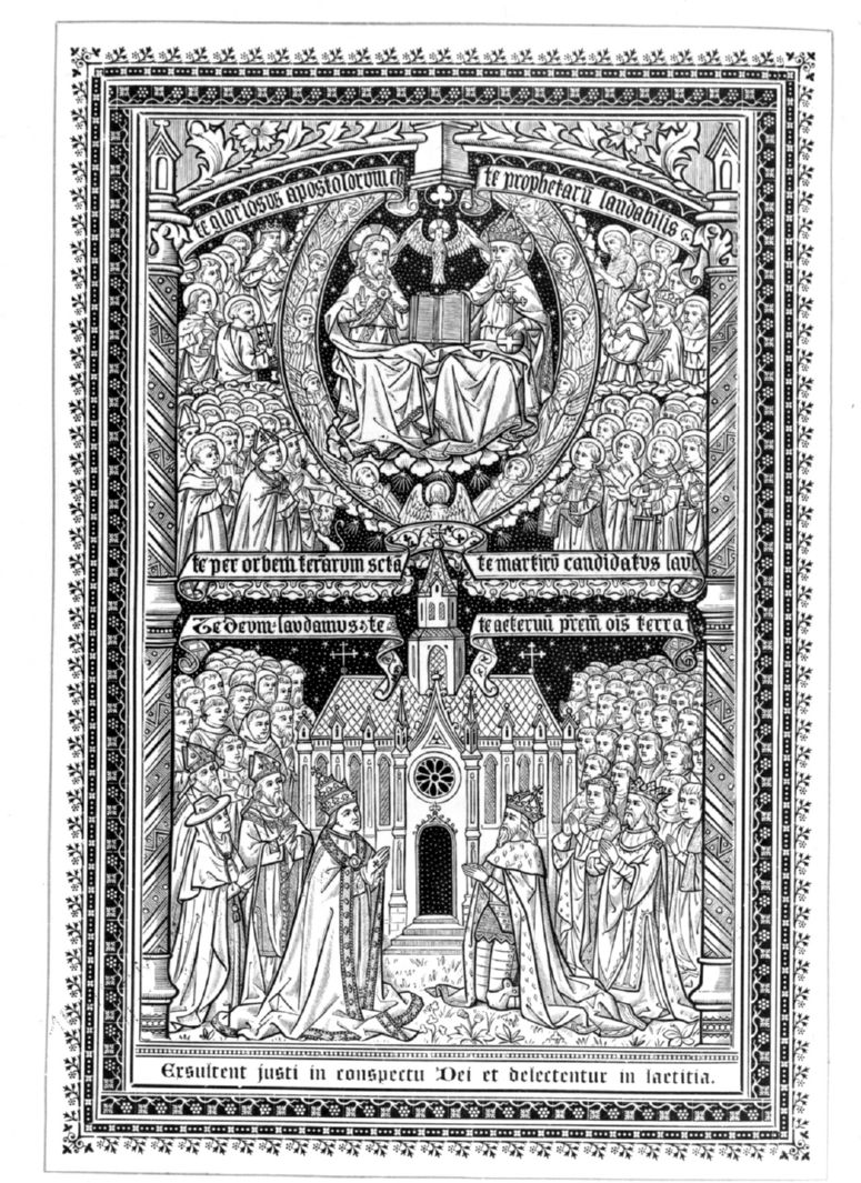 Trinità e Santi (stampa, elemento d'insieme) - ambito fiammingo (sec. XX)