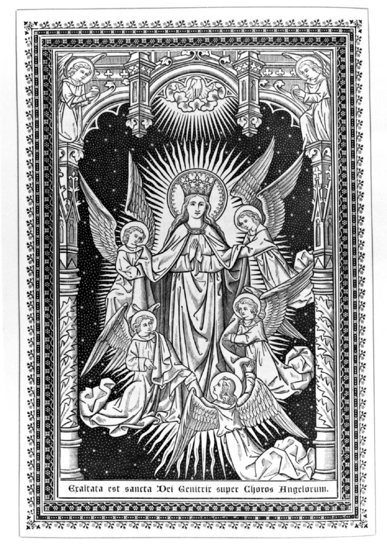 assunzione della Madonna (stampa, elemento d'insieme) - ambito fiammingo (sec. XX)