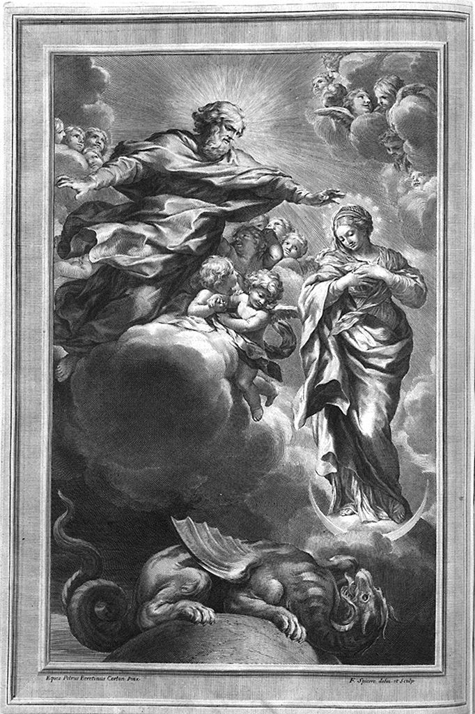 assunzione della Madonna con Dio Padre (stampa, elemento d'insieme) di Spierre Francoise, Berrettini Pietro detto Pietro da Cortona (sec. XVII)