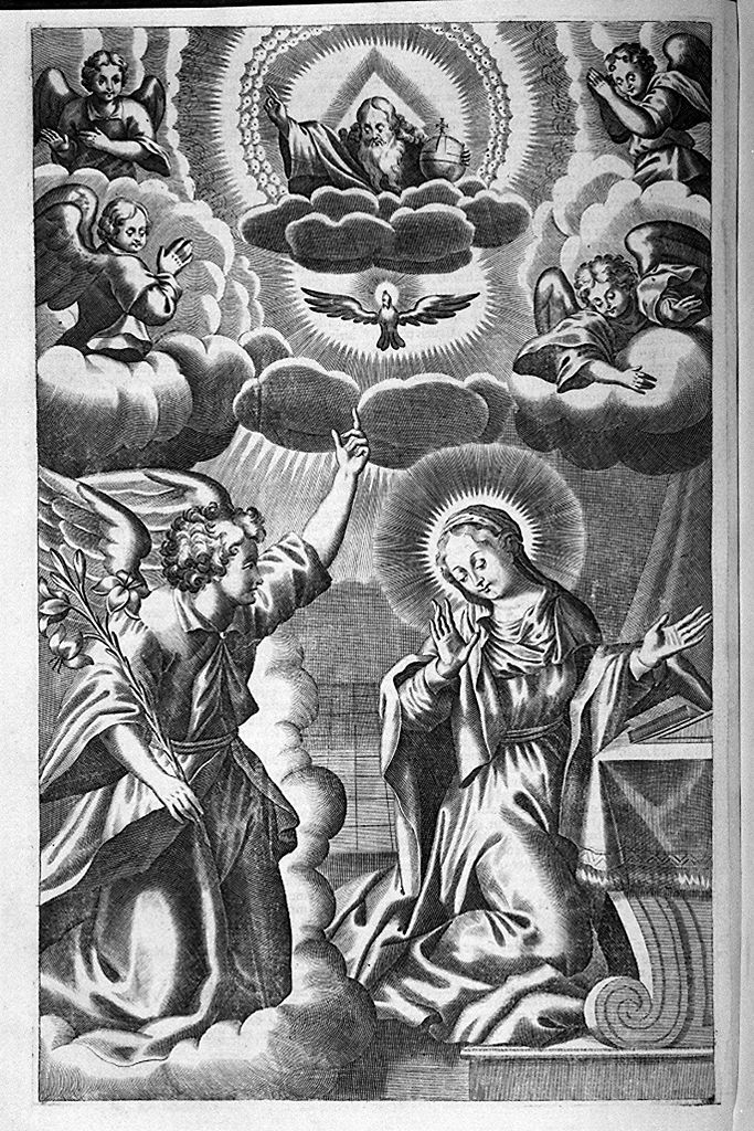 annunciazione con Dio Padre (stampa, elemento d'insieme) di Piccini Isabella (sec. XVII)