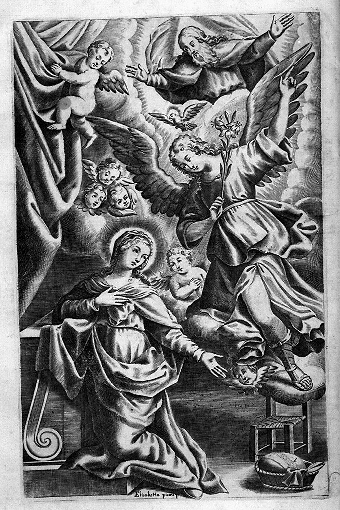 annunciazione (stampa, elemento d'insieme) di Piccini Isabella (sec. XVII)
